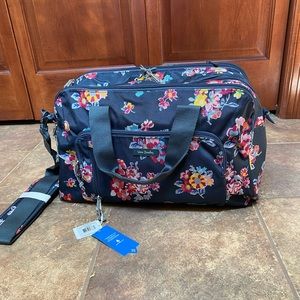 Vera Bradley Lighten Up Compact Weekender-Tossed Posies (NWT)